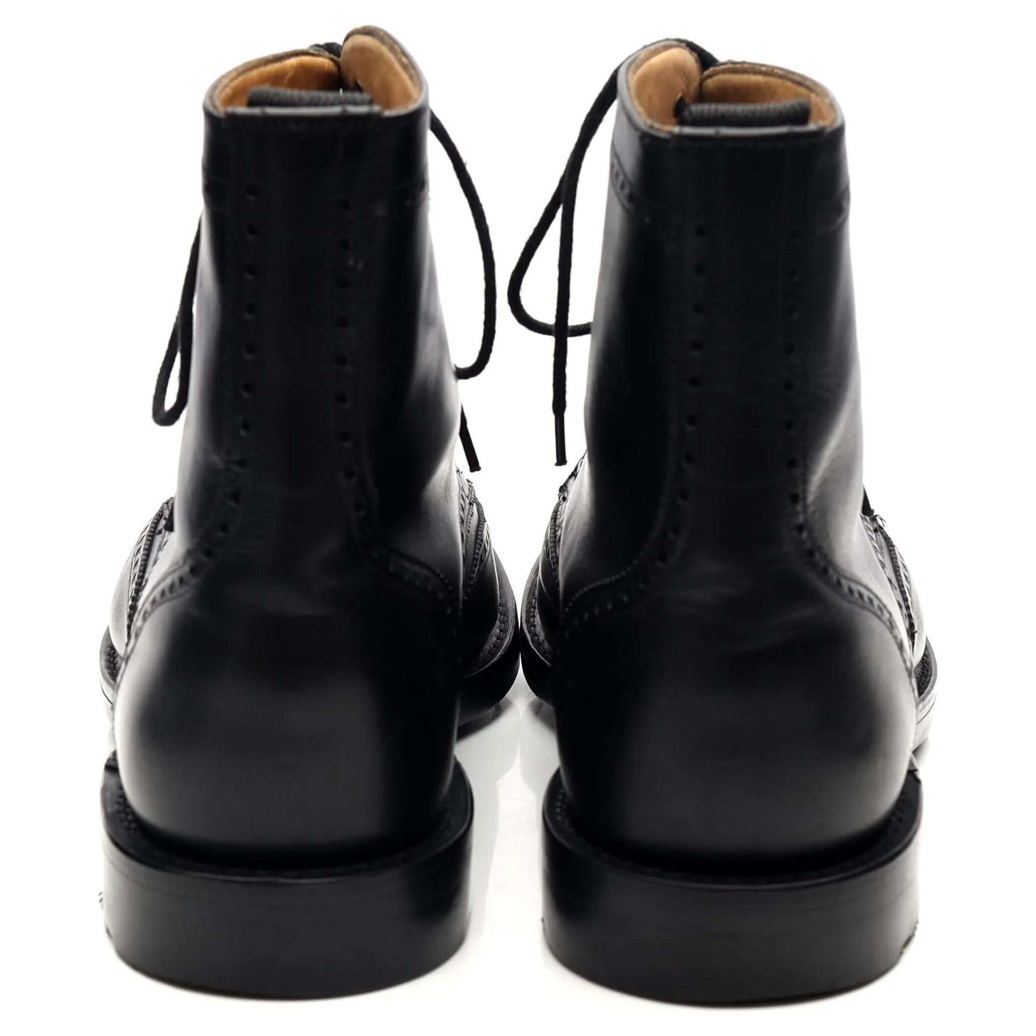 'Enfield' Black Leather Brogue Boots UK 8 F