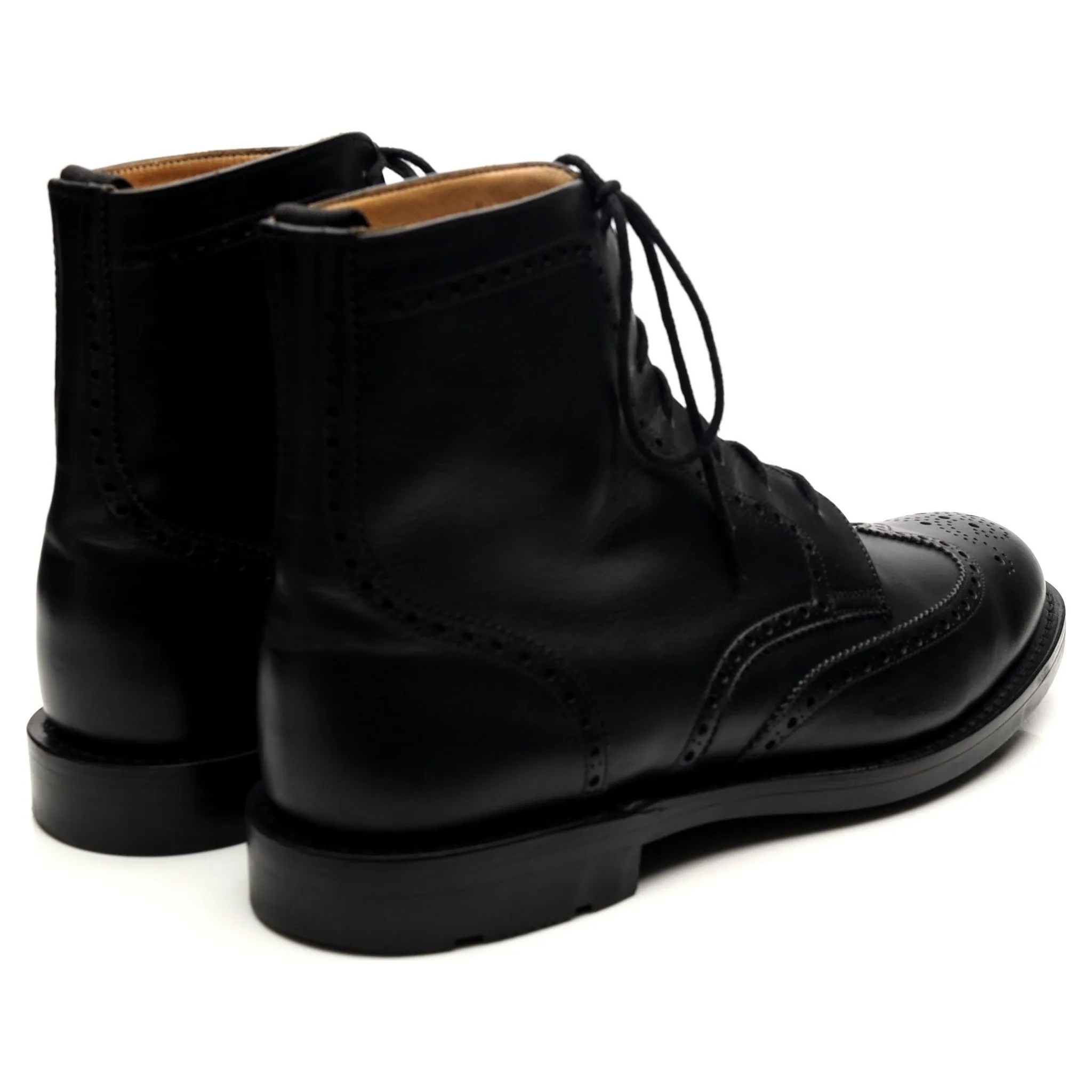 'Enfield' Black Leather Brogue Boots UK 8 F