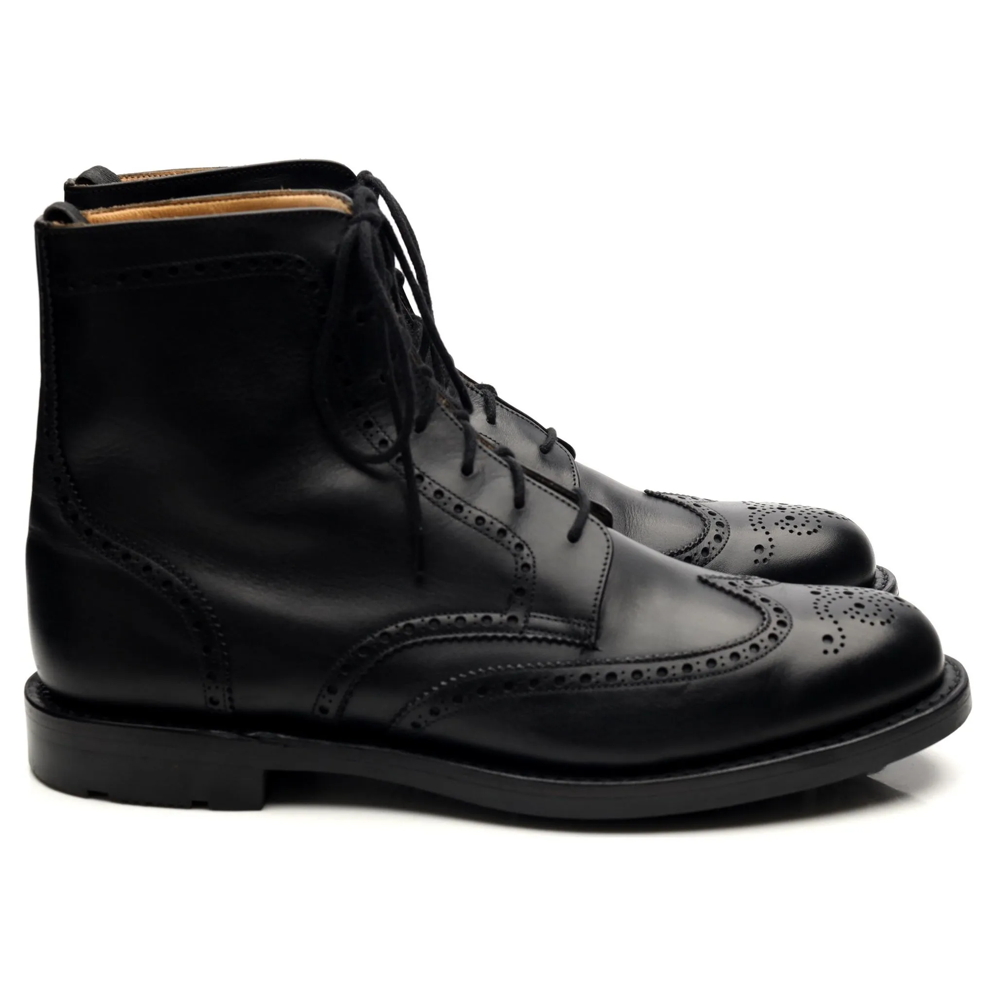 'Enfield' Black Leather Brogue Boots UK 8 F