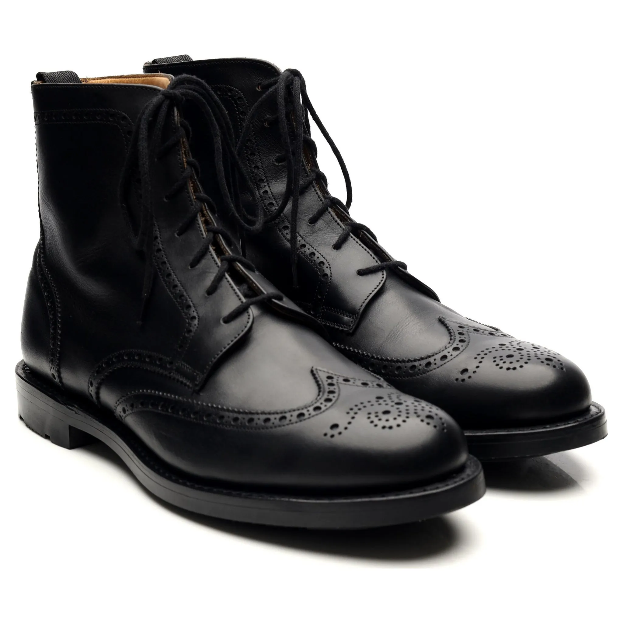 'Enfield' Black Leather Brogue Boots UK 8 F