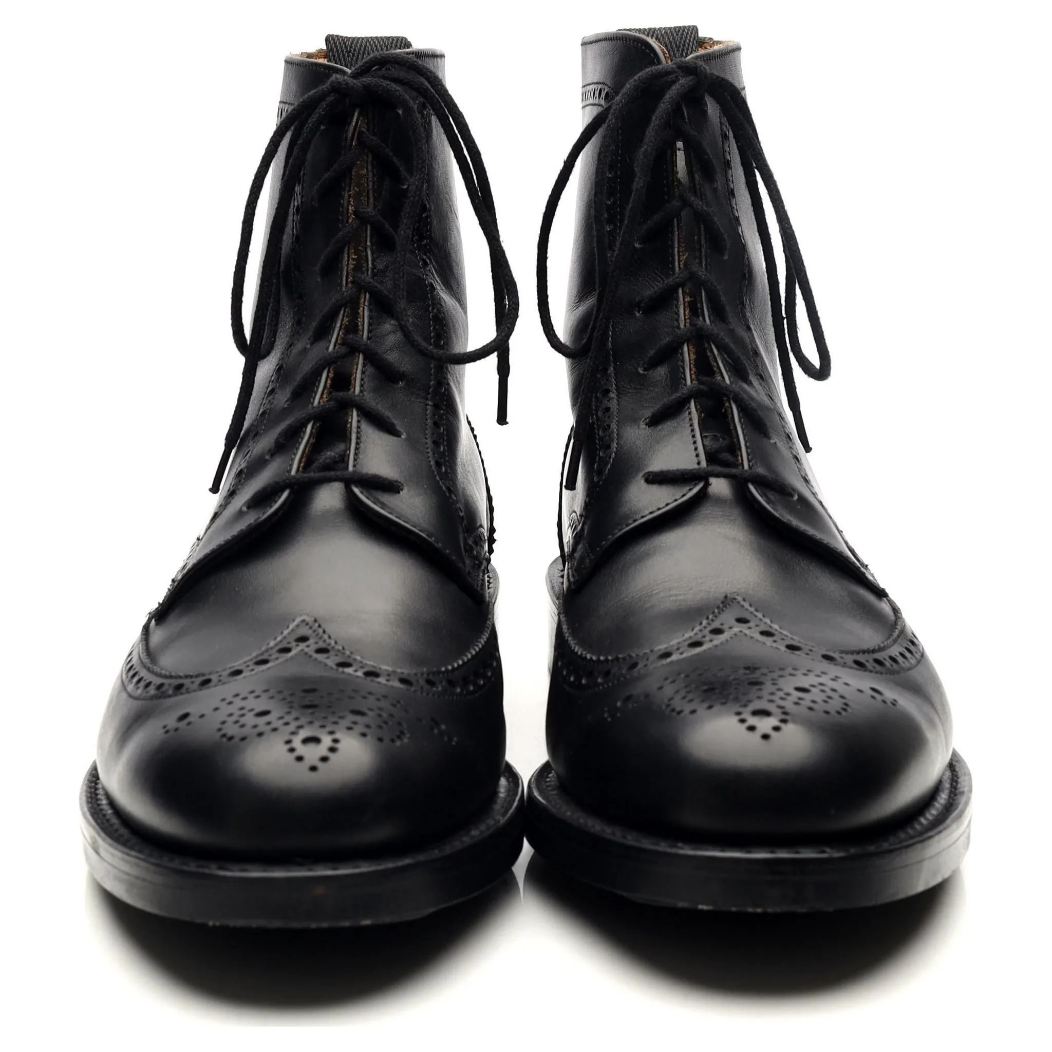 'Enfield' Black Leather Brogue Boots UK 8 F