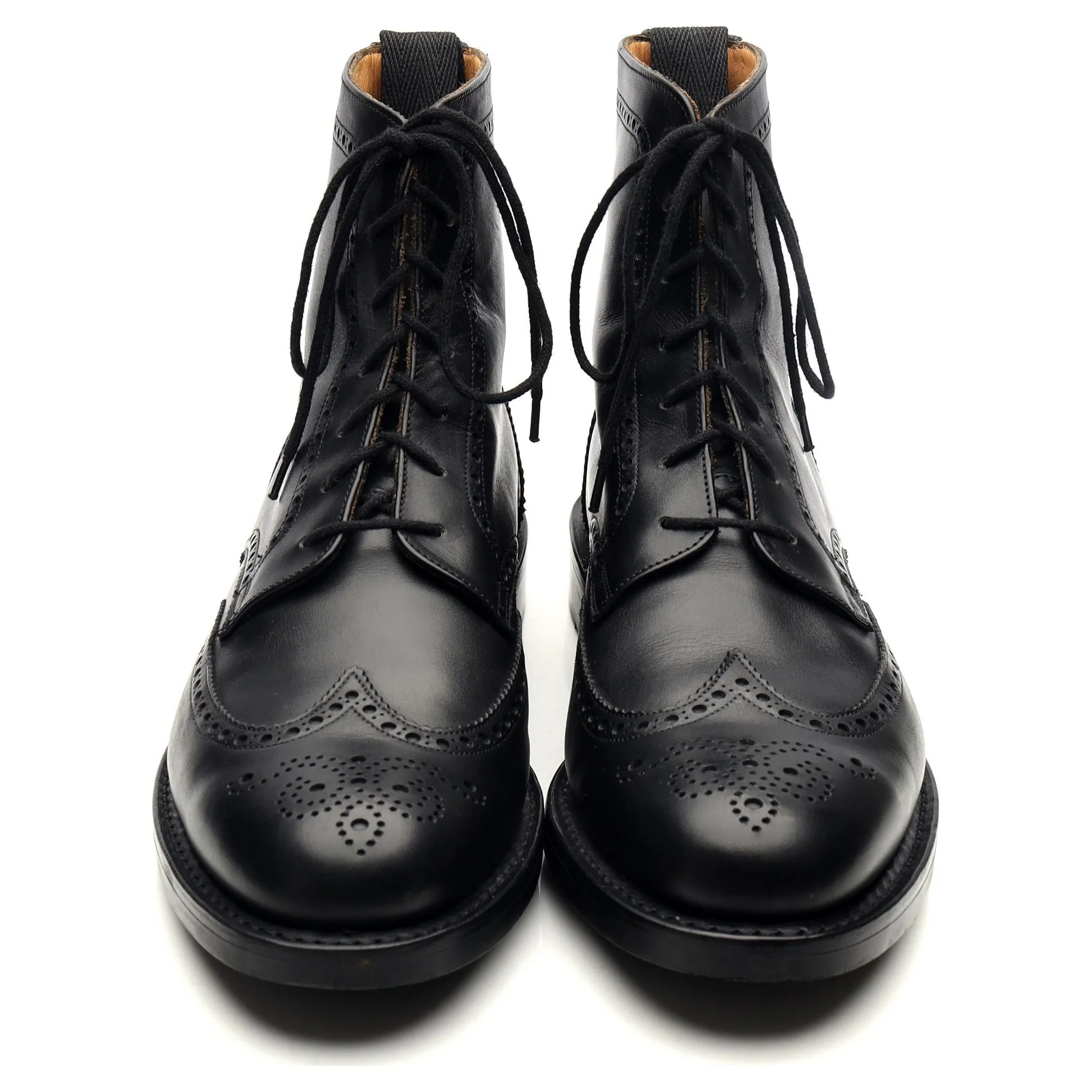 'Enfield' Black Leather Brogue Boots UK 8 F