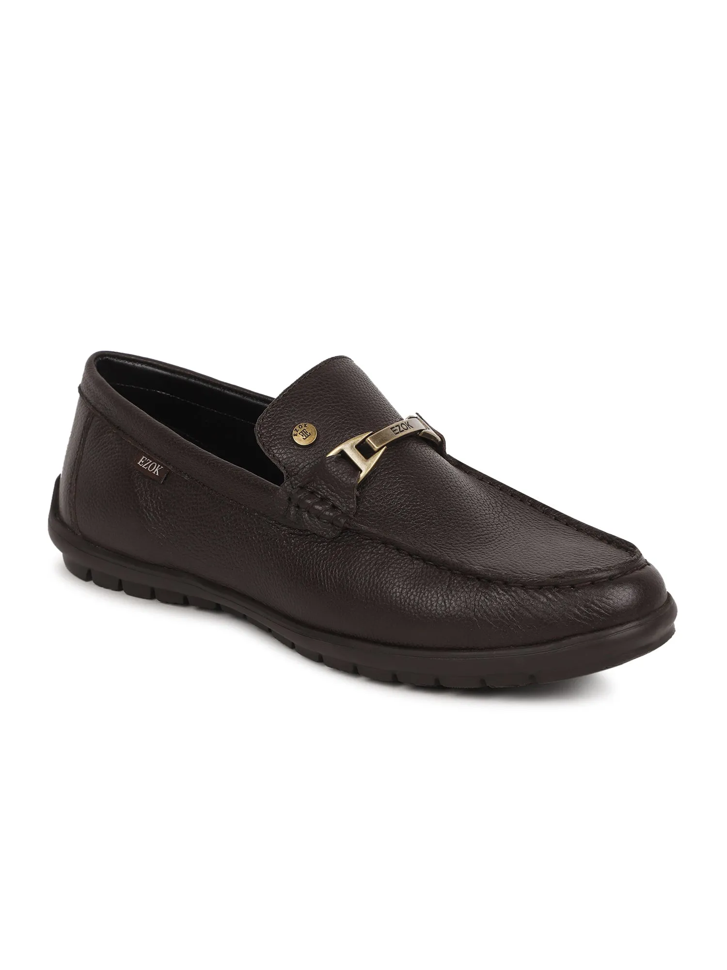 Ezok Brown Leather Loafer Mocassins