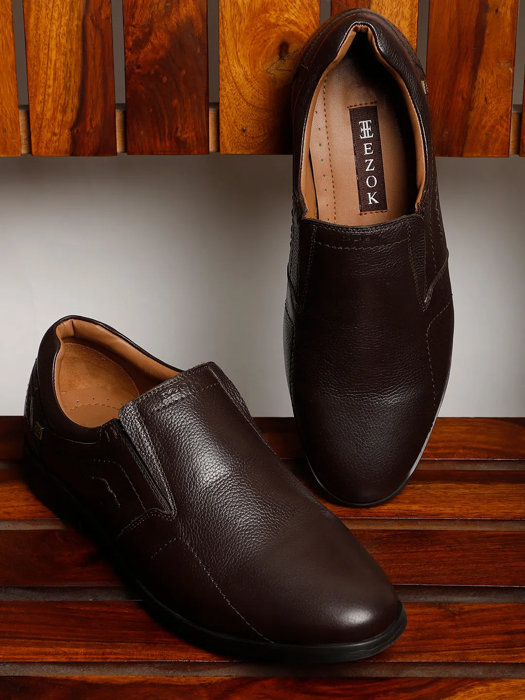 Ezok Brown Leather Loafer Mocassins