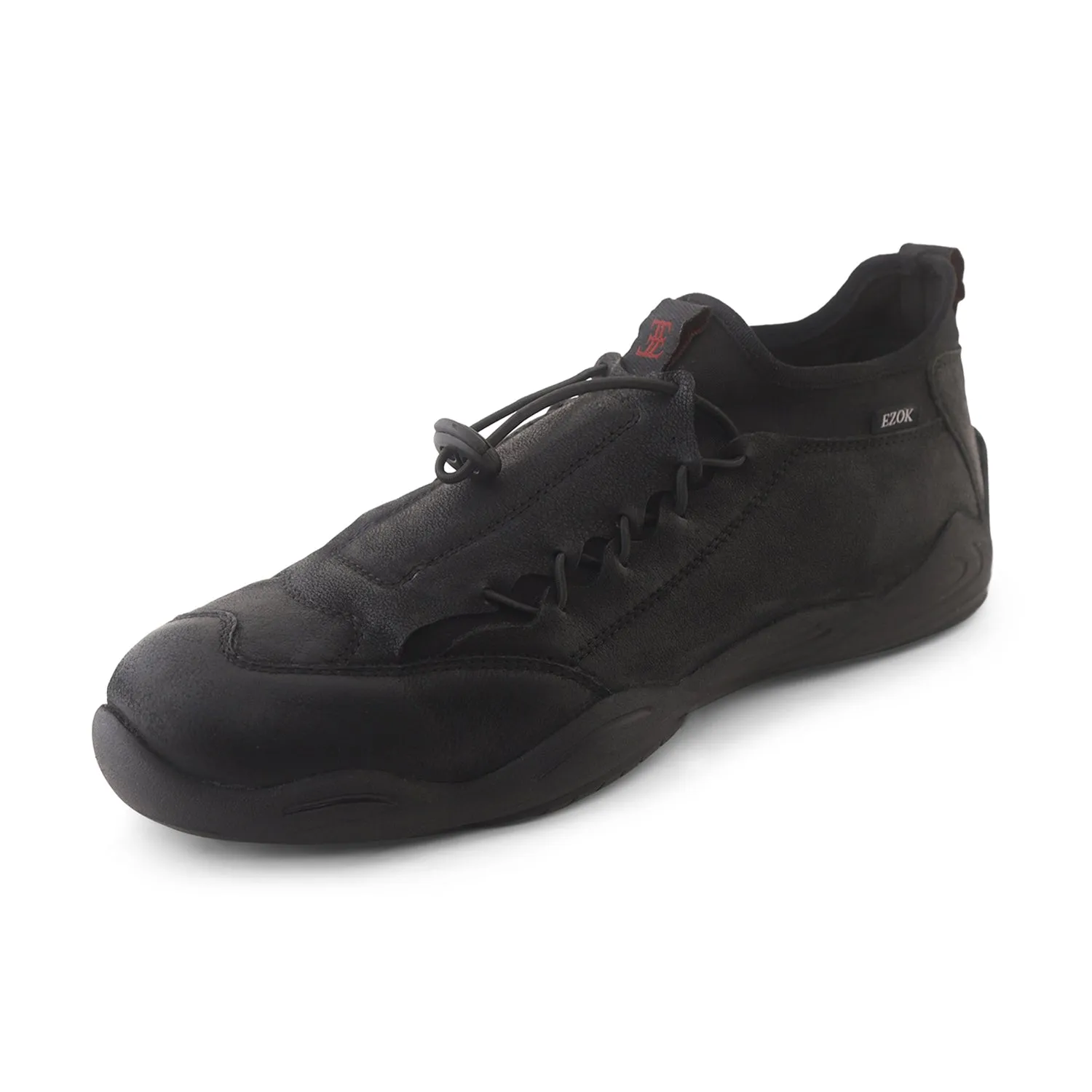 Ezok Men's Casual Nubuck Leather Sneakers Black