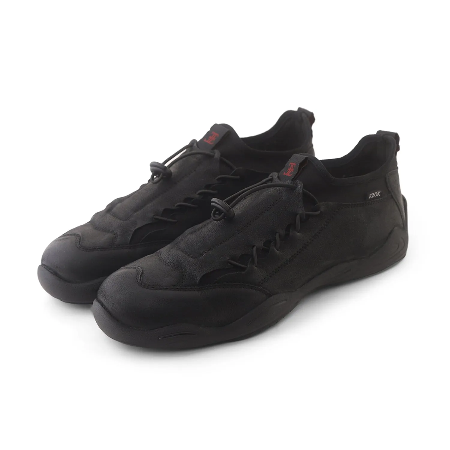 Ezok Men's Casual Nubuck Leather Sneakers Black