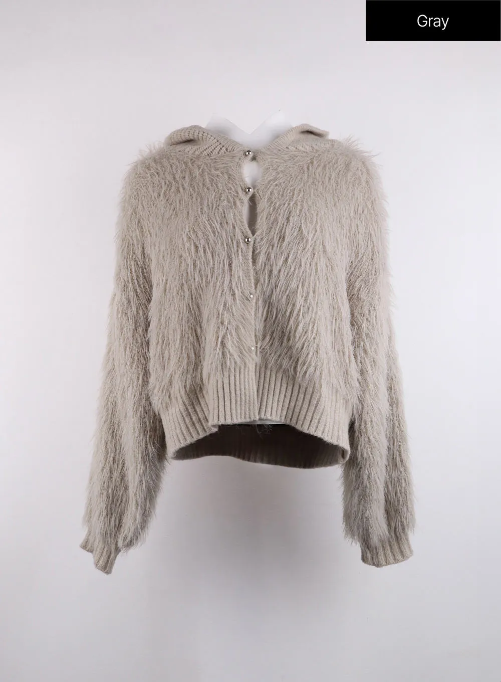 Faux Fur Button Knit Cardigan CJ423