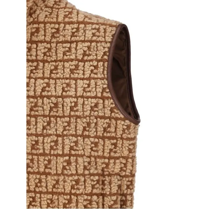 FENDI Monogram Wool Cashmere Logo Vests & Gillets