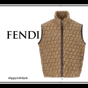 FENDI Monogram Wool Cashmere Logo Vests & Gillets