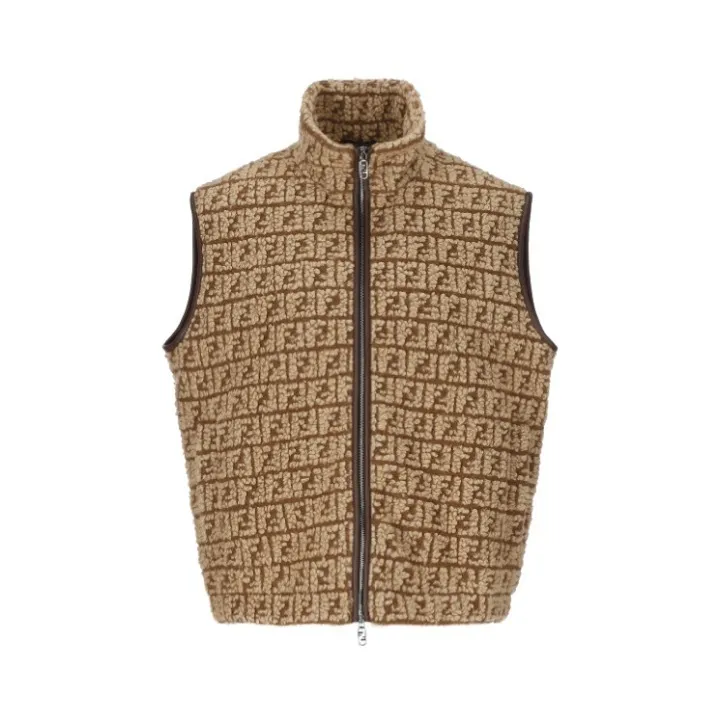 FENDI Monogram Wool Cashmere Logo Vests & Gillets