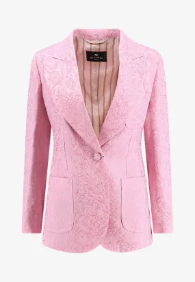 Floral Jacquard Silk Blazer