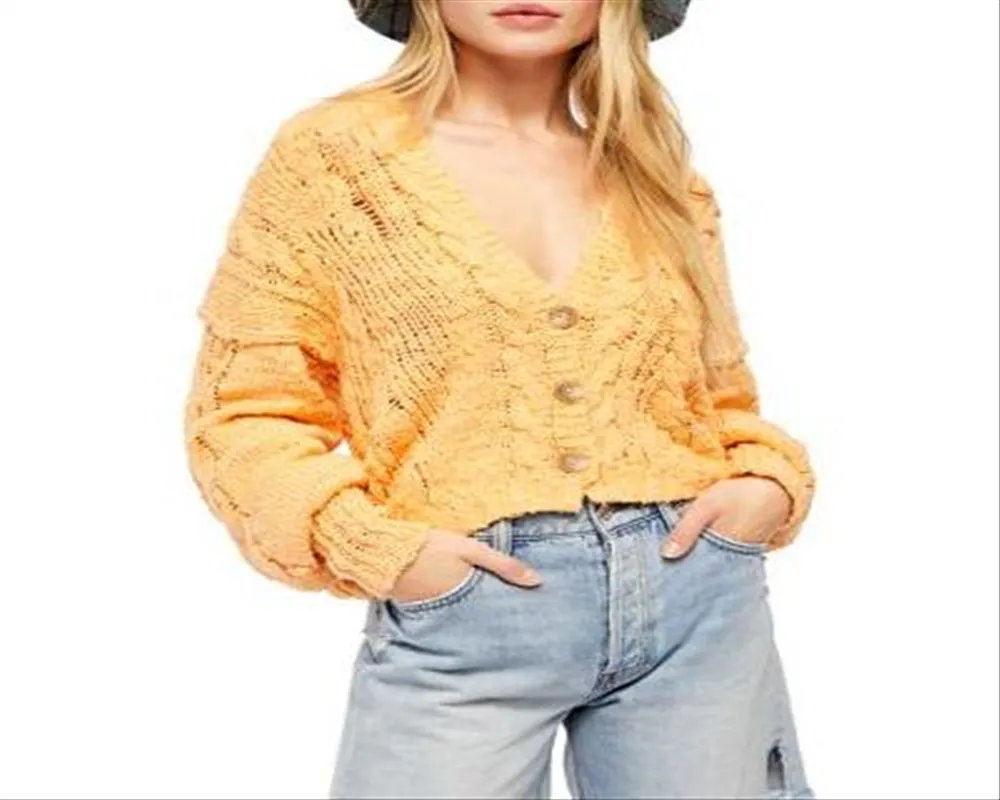 Free People Nectarine Combo Sandstorm Cardigan Yellow X-Small