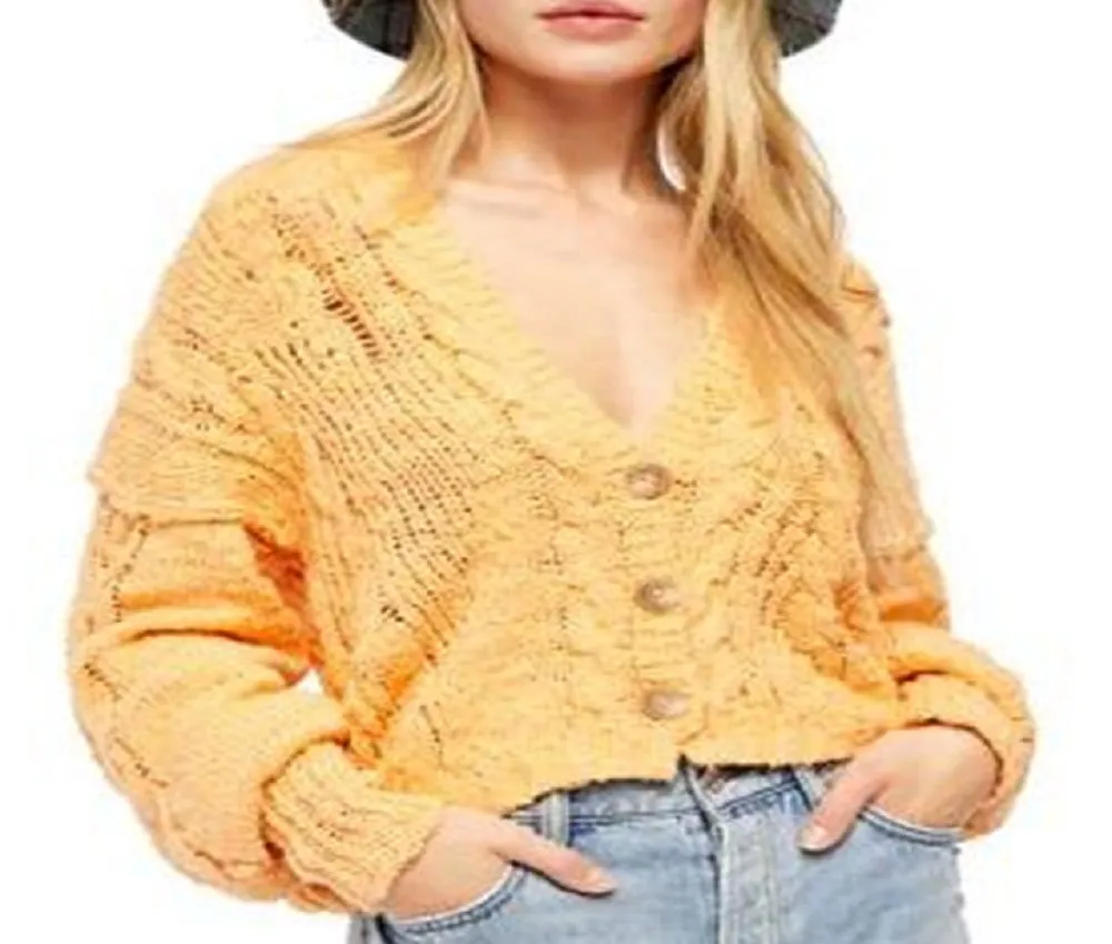 Free People Nectarine Combo Sandstorm Cardigan Yellow X-Small