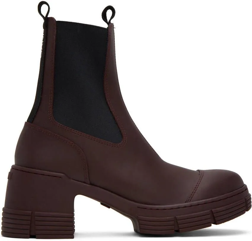 GANNI Burgundy City Boots