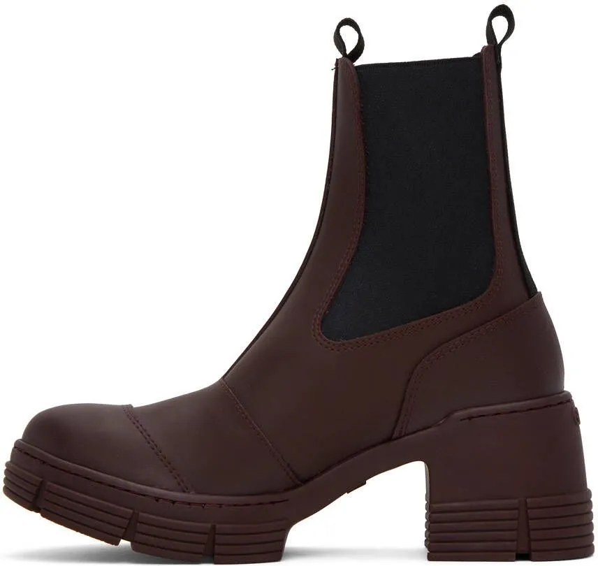 GANNI Burgundy City Boots