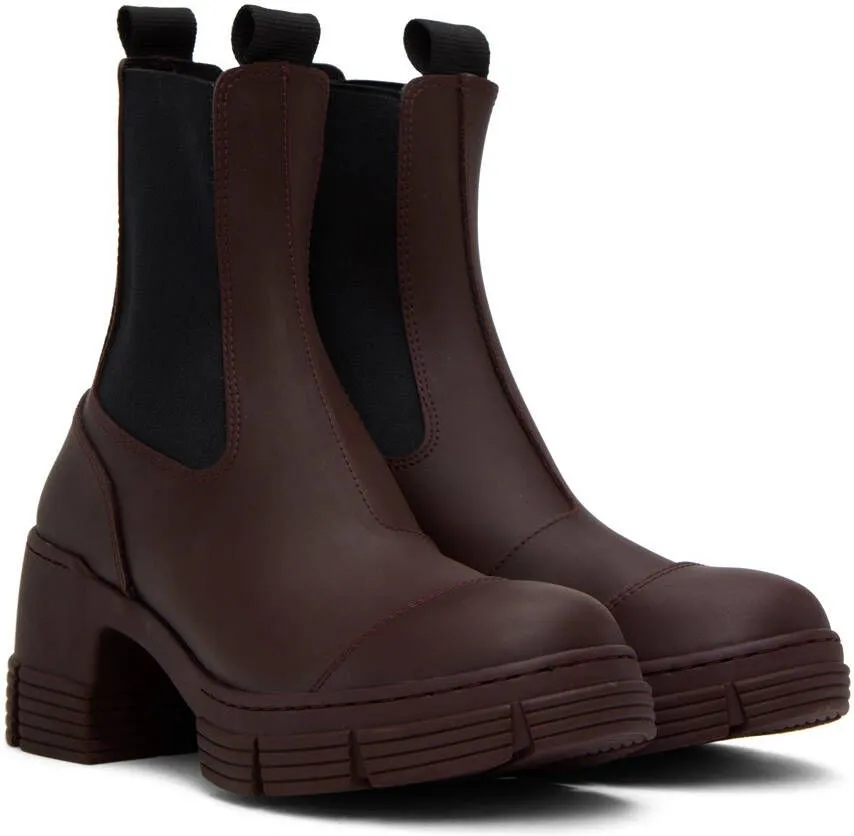 GANNI Burgundy City Boots