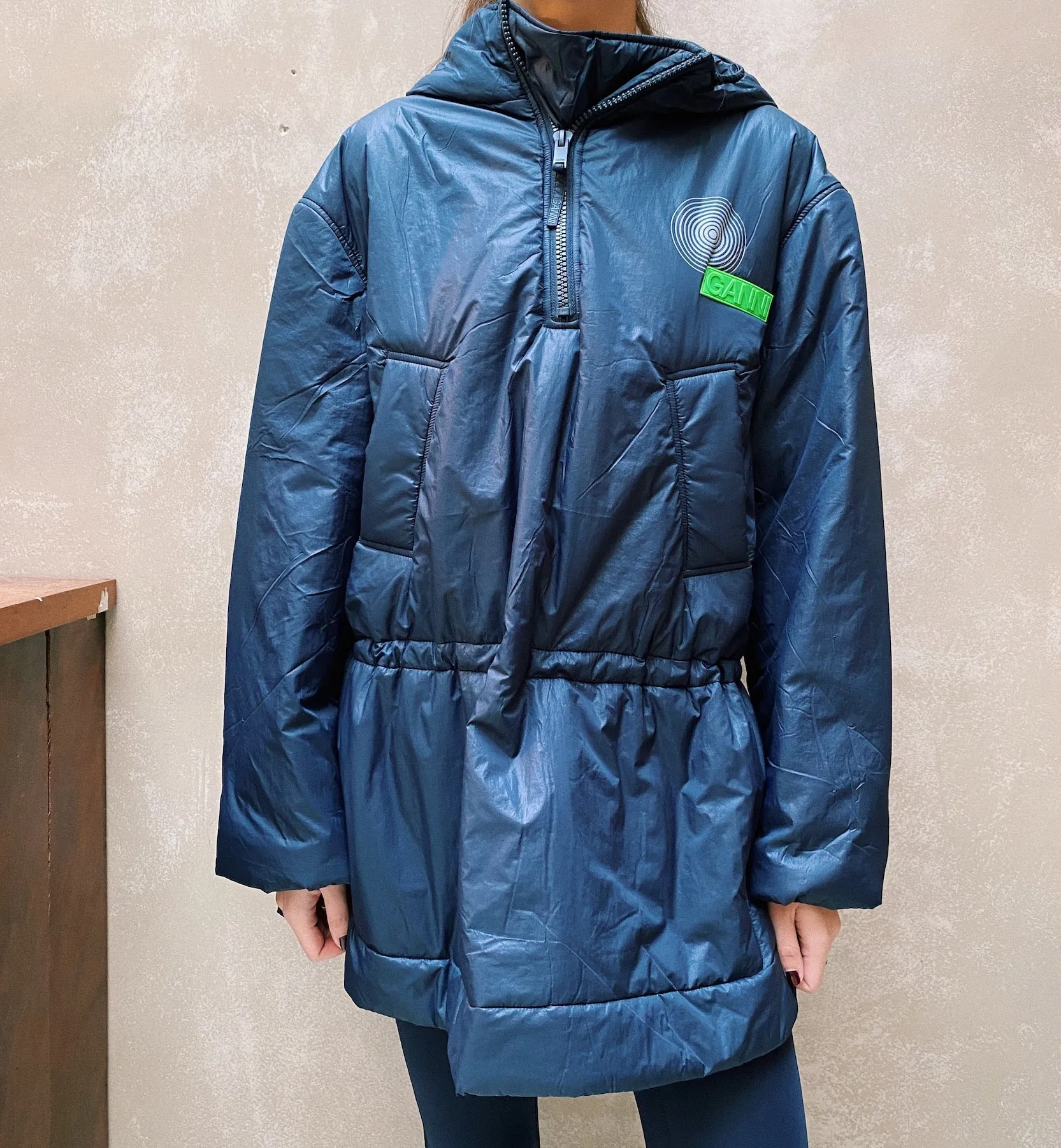 GANNI Oversized Parka - Dark Blue Light Padded