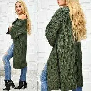 Green chunky knit cardigan