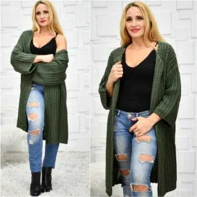 Green chunky knit cardigan