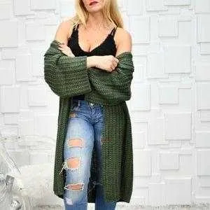 Green chunky knit cardigan