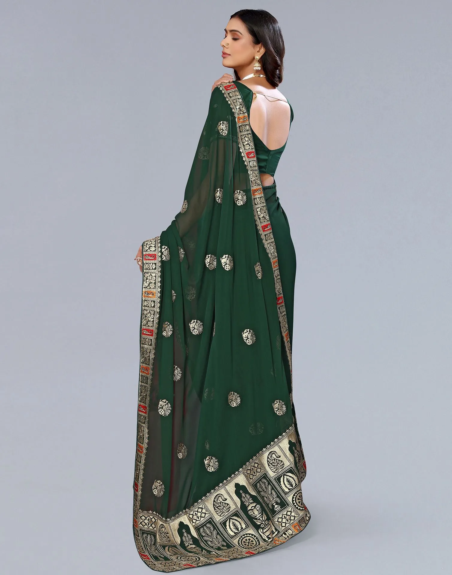 Green Embroidery Saree