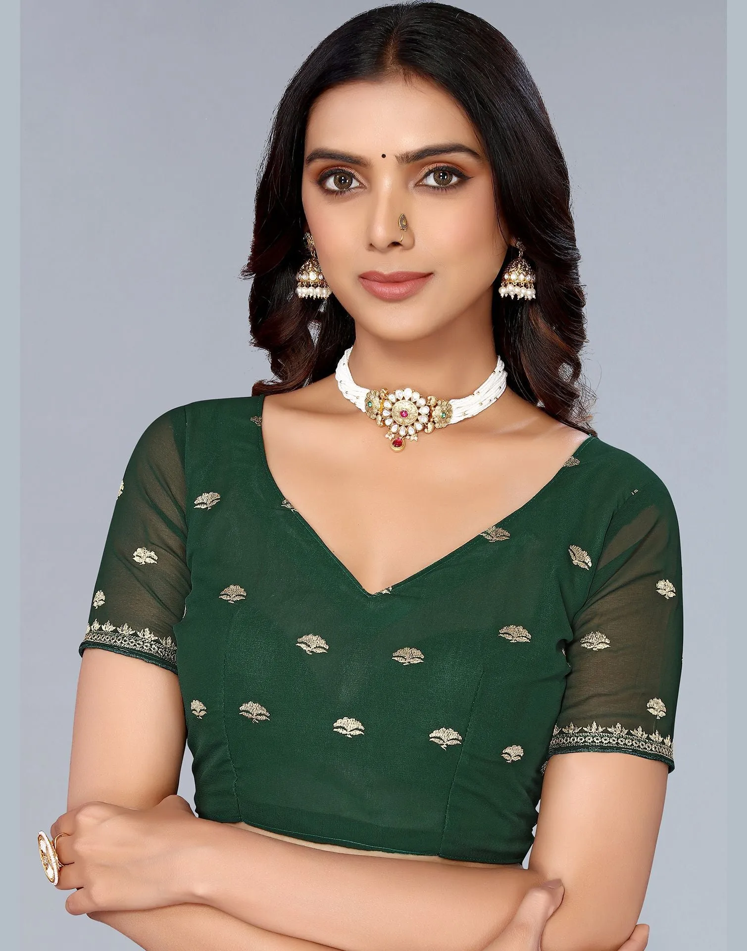 Green Embroidery Saree