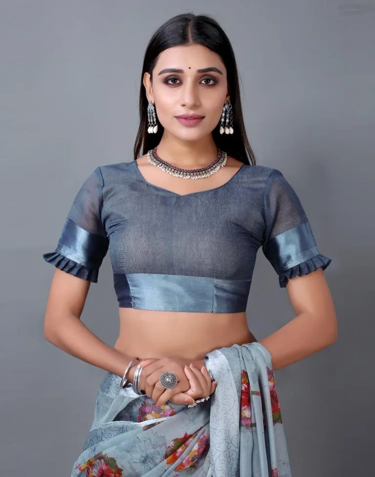 Grey Cotton Saree