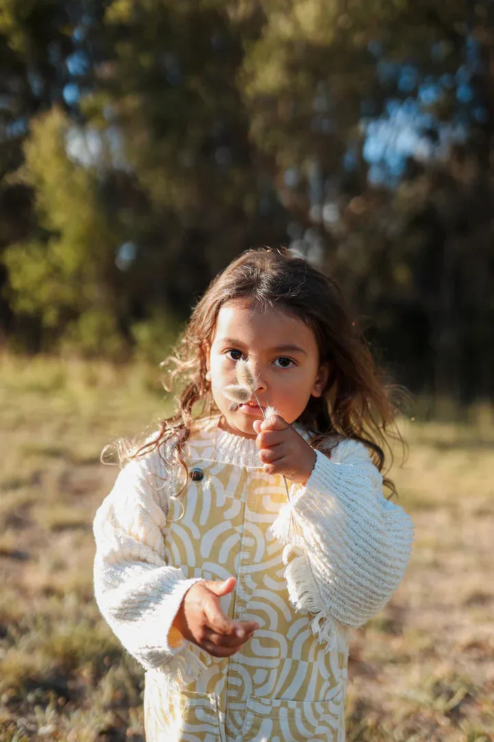 Grown Slub Yarn Fringe Sweater Milk