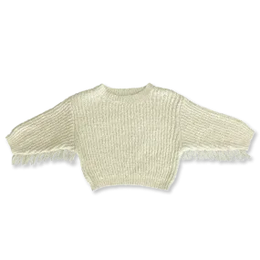 Grown Slub Yarn Fringe Sweater Milk