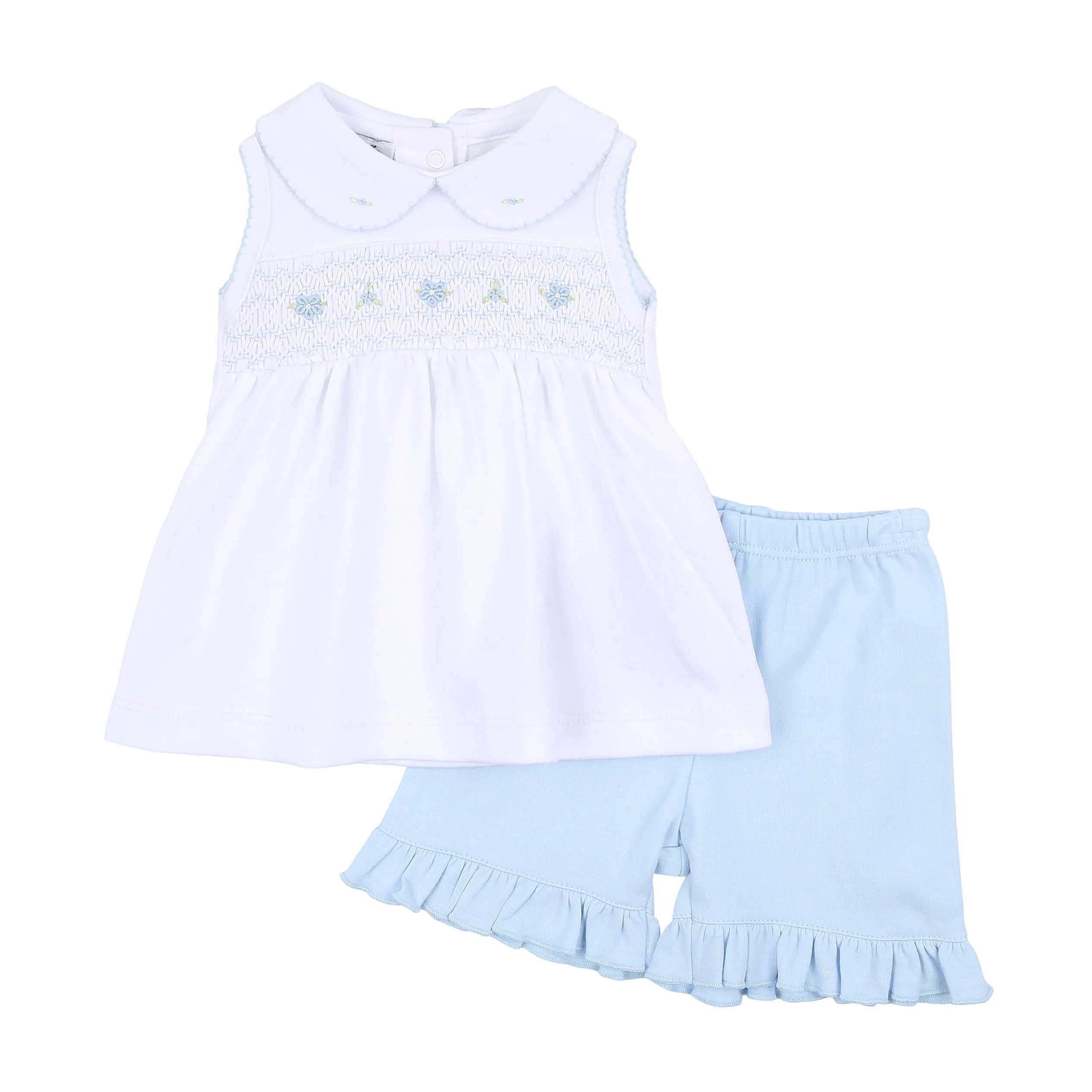 Hailey and Harry Short Set with Smocked Collared Sleeves