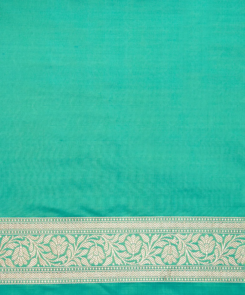 Handloom Aqua Green Pure Katan Silk Banarasi Saree with Small Mughal Booti