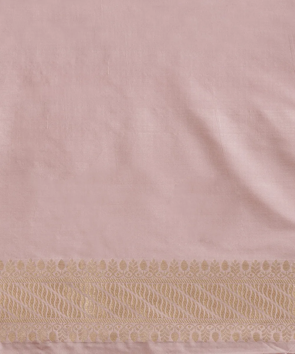 Handloom Blush Pink Pure Katan Silk Banarasi Saree With Cutwork Jaal