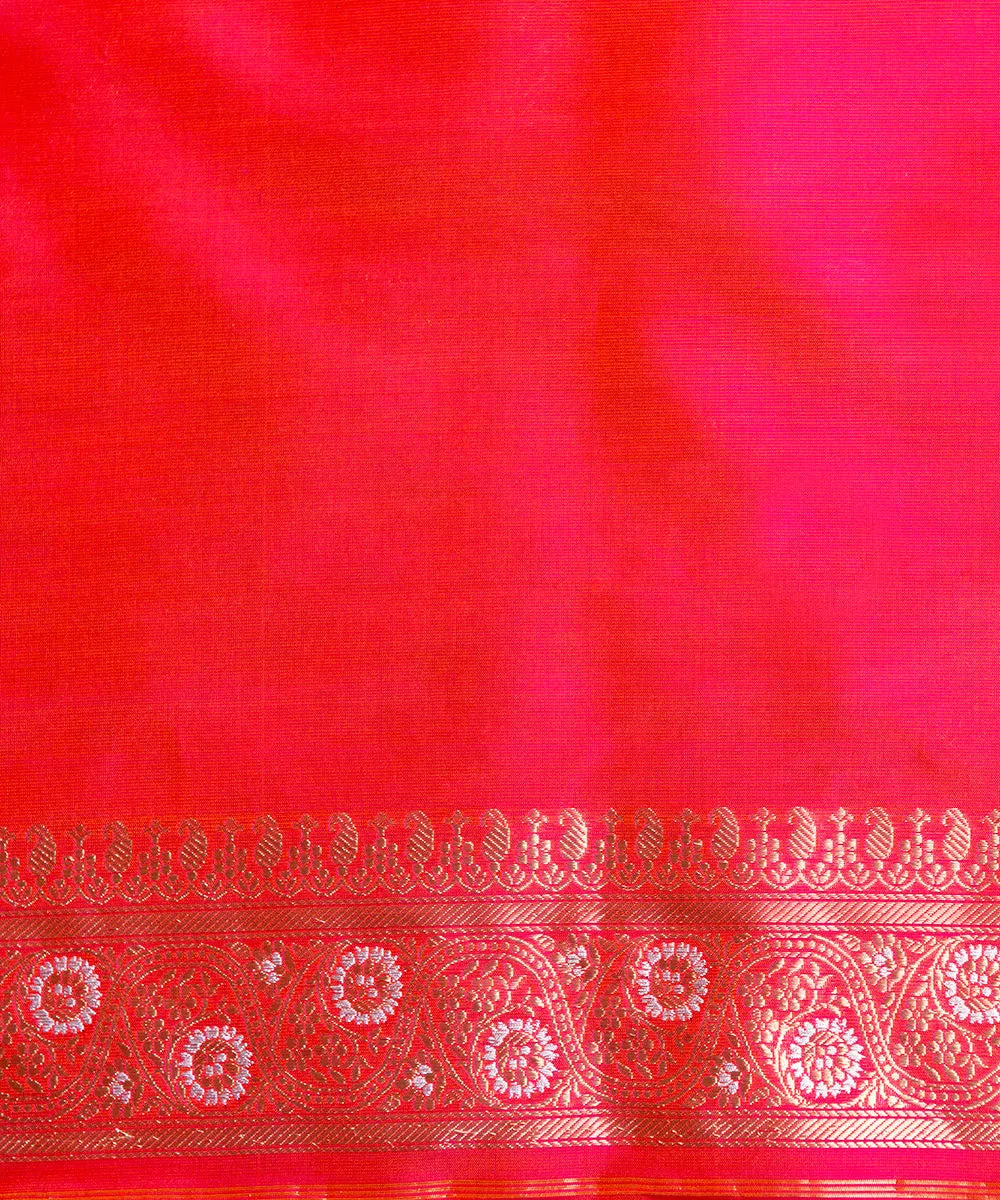 Handloom Pink And Orange Pure Katan Silk Banarasi Saree  with Aada Kadhwa Jangla