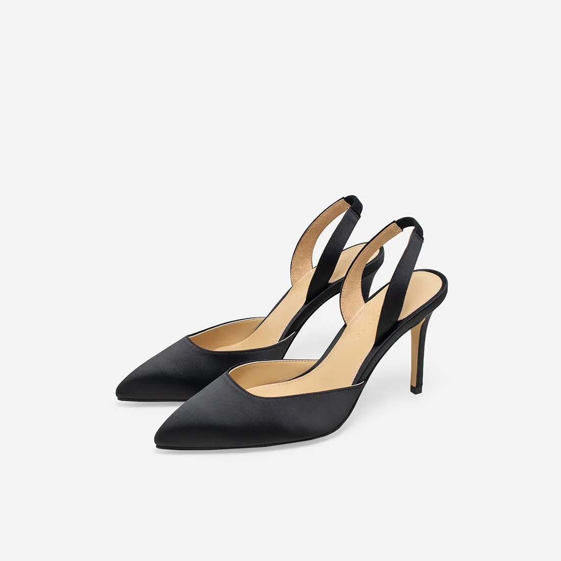 Hebe Satin Slingback Pumps - Buy Now