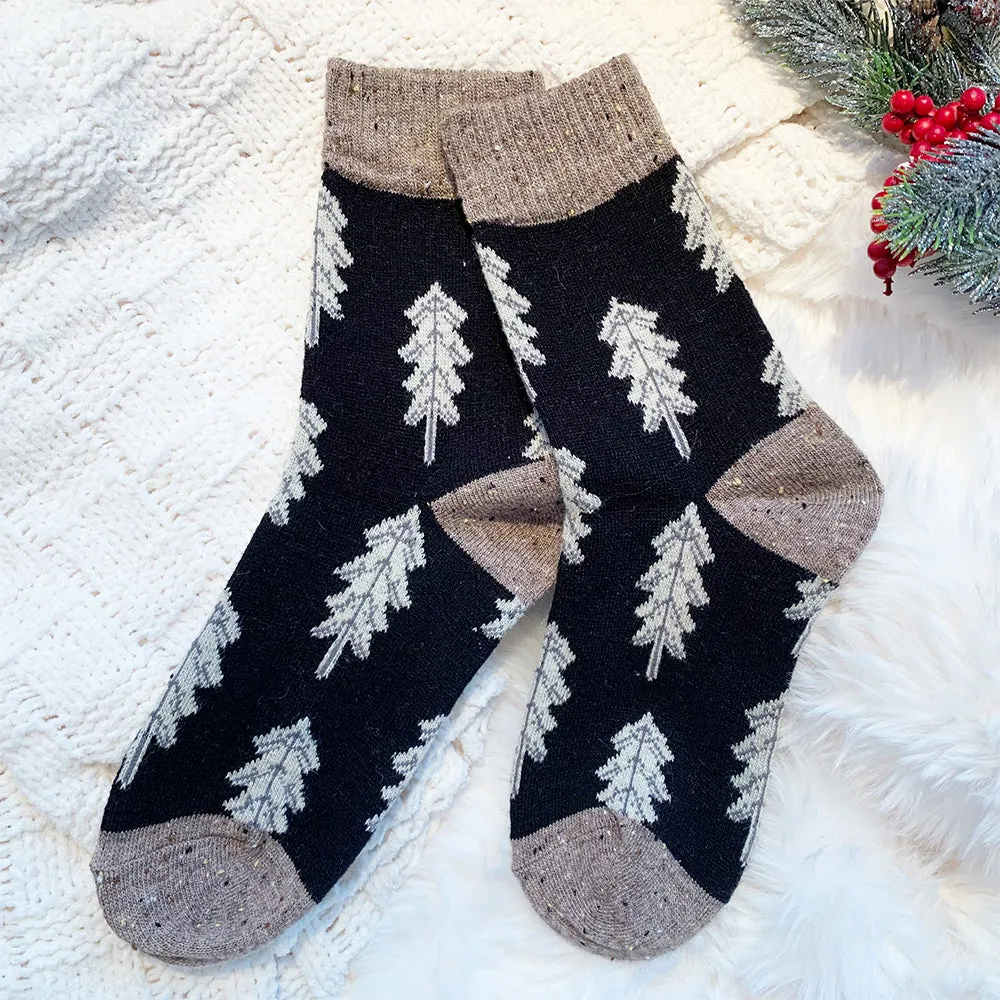 Holiday Sale | Wool Socks | Pine Tree (Black)