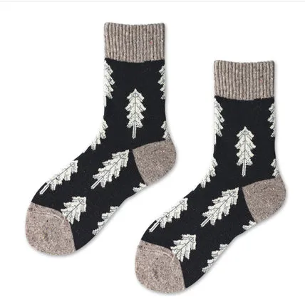 Holiday Sale | Wool Socks | Pine Tree (Black)