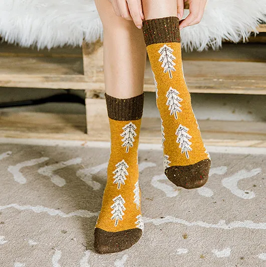 Holiday Sale: Yellow Pine Tree Wool Socks