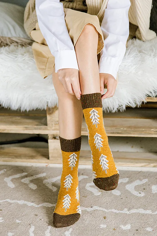 Holiday Sale: Yellow Pine Tree Wool Socks