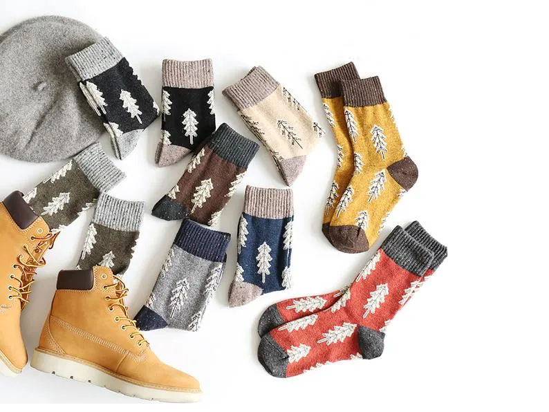 Holiday Sale: Yellow Pine Tree Wool Socks