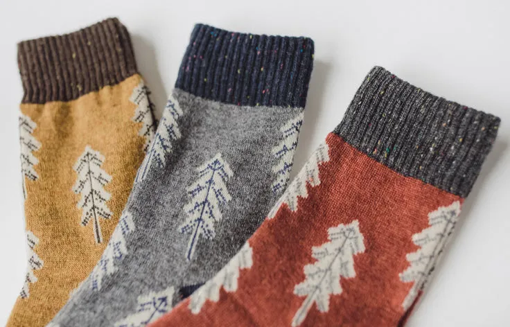 Holiday Sale: Yellow Pine Tree Wool Socks