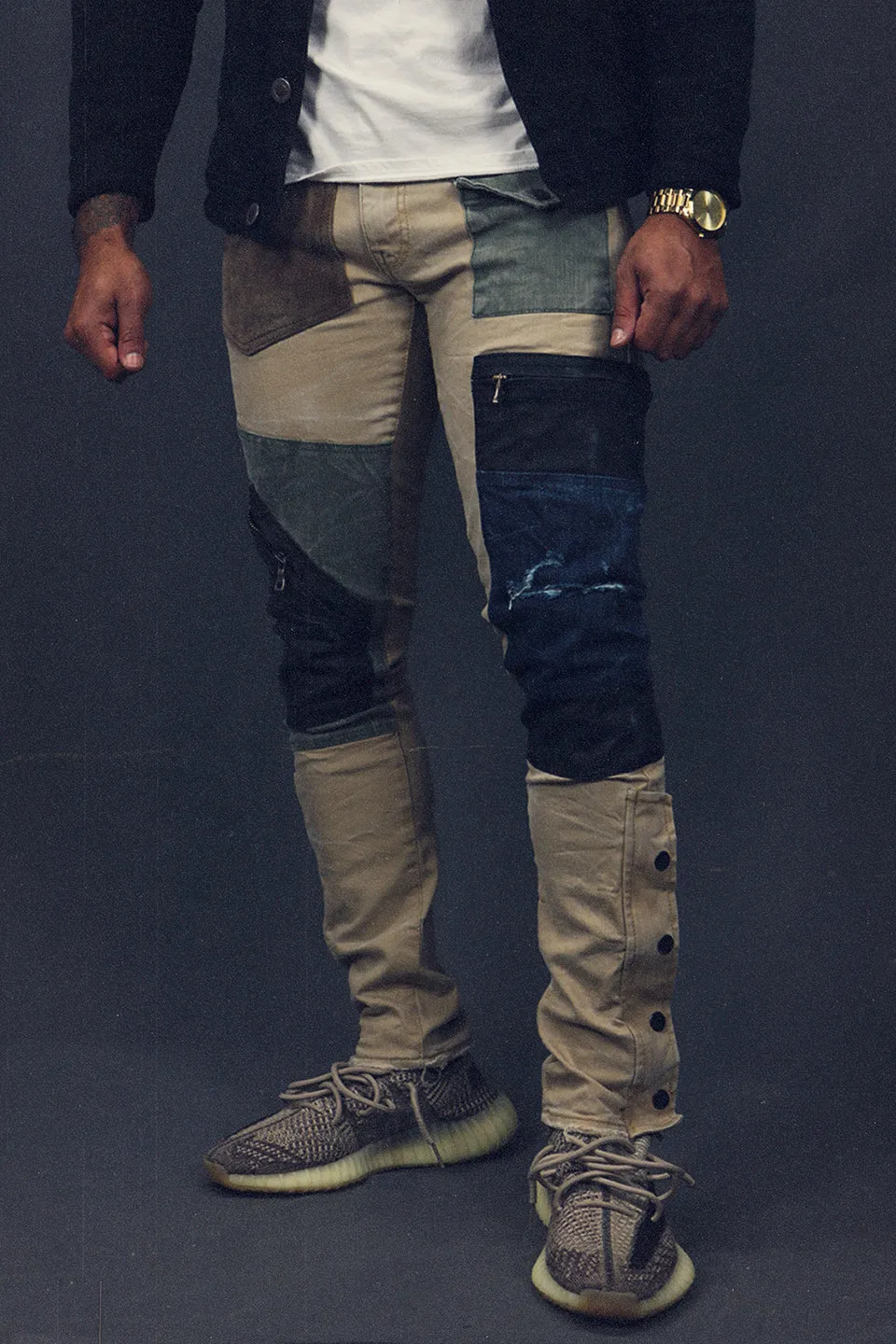 Jordan Craig Bone and Navy Blue Fairfax Jogger Sweatpants