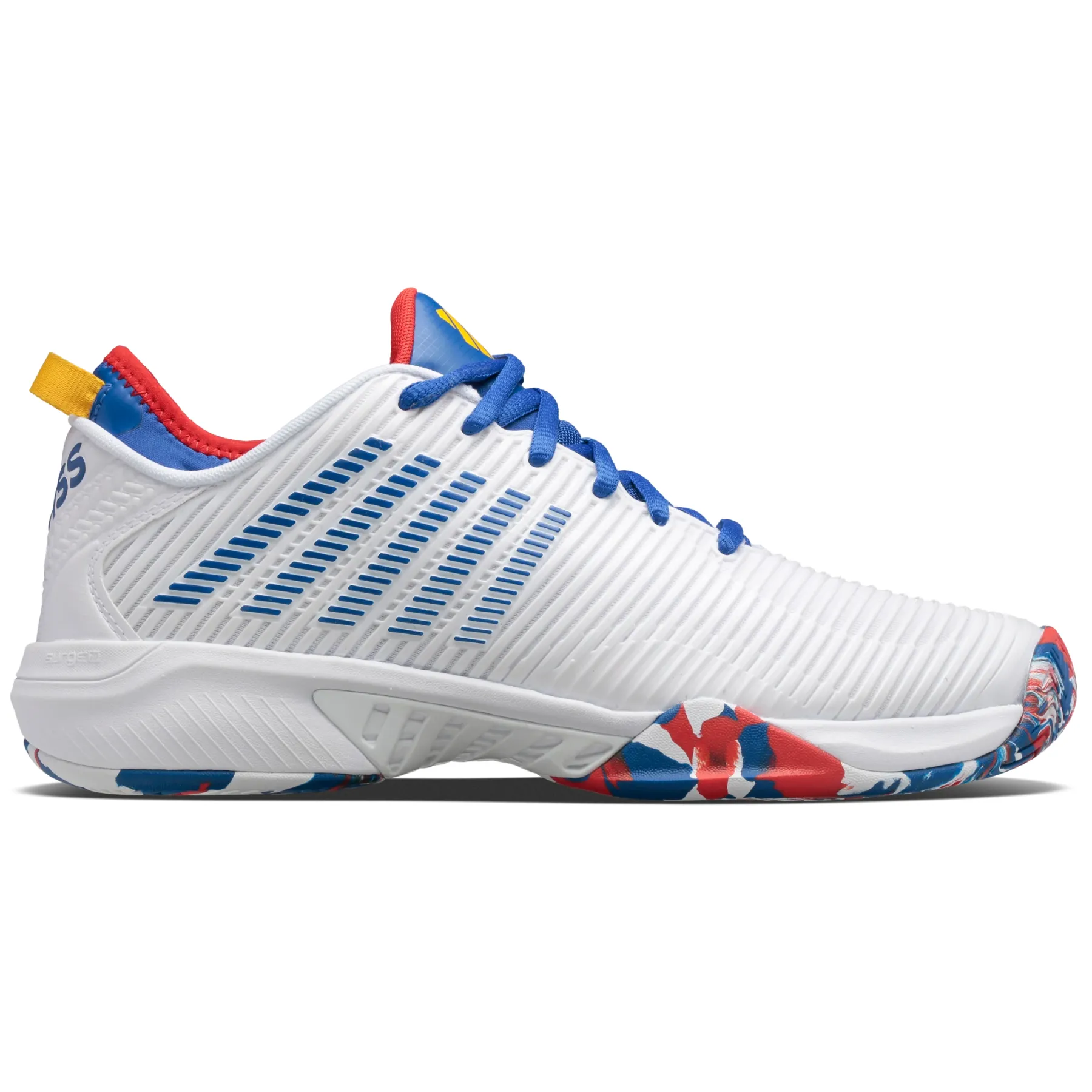 K-Swiss Hypercourt Supreme Men's Tennis Shoes - White/Classic Blue/Berry Red.