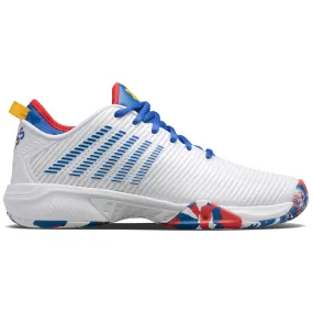 K-Swiss Hypercourt Supreme Men's Tennis Shoes - White/Classic Blue/Berry Red.