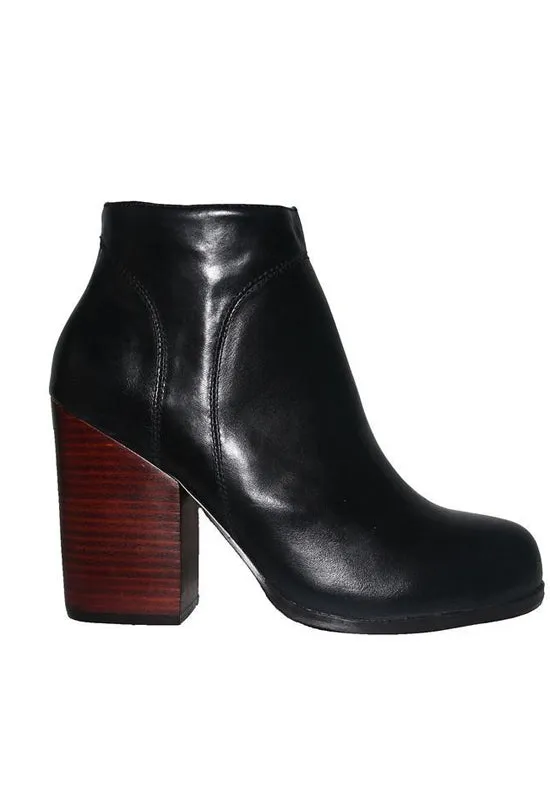 Kixters Chelsea - Black Leather Side Zip Chunky Heel Ankle Boot