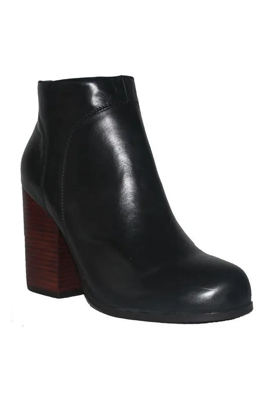 Kixters Chelsea - Black Leather Side Zip Chunky Heel Ankle Boot