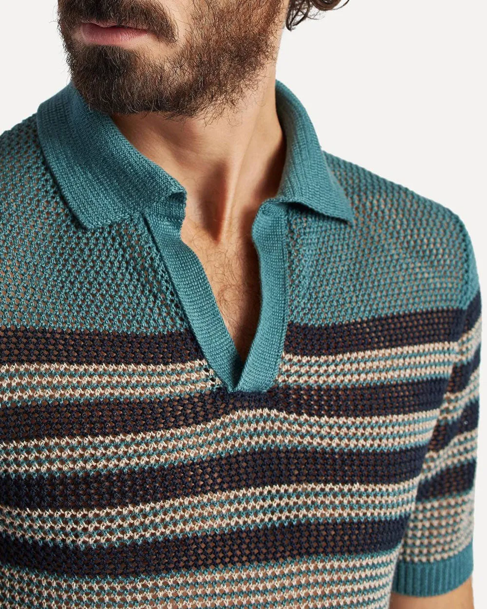 Knit Polo with Stripes