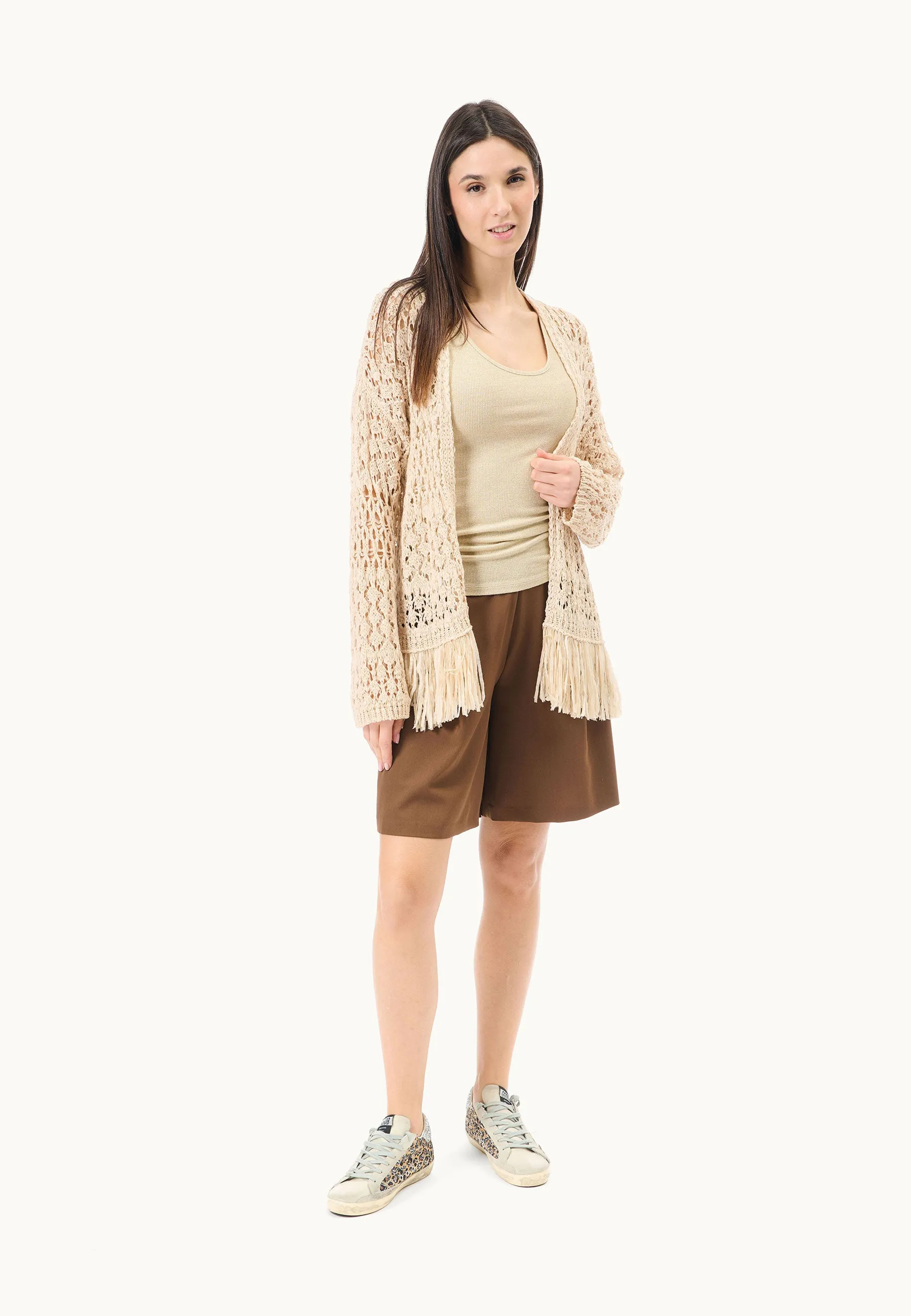 Knitted Cardigan with Fringes