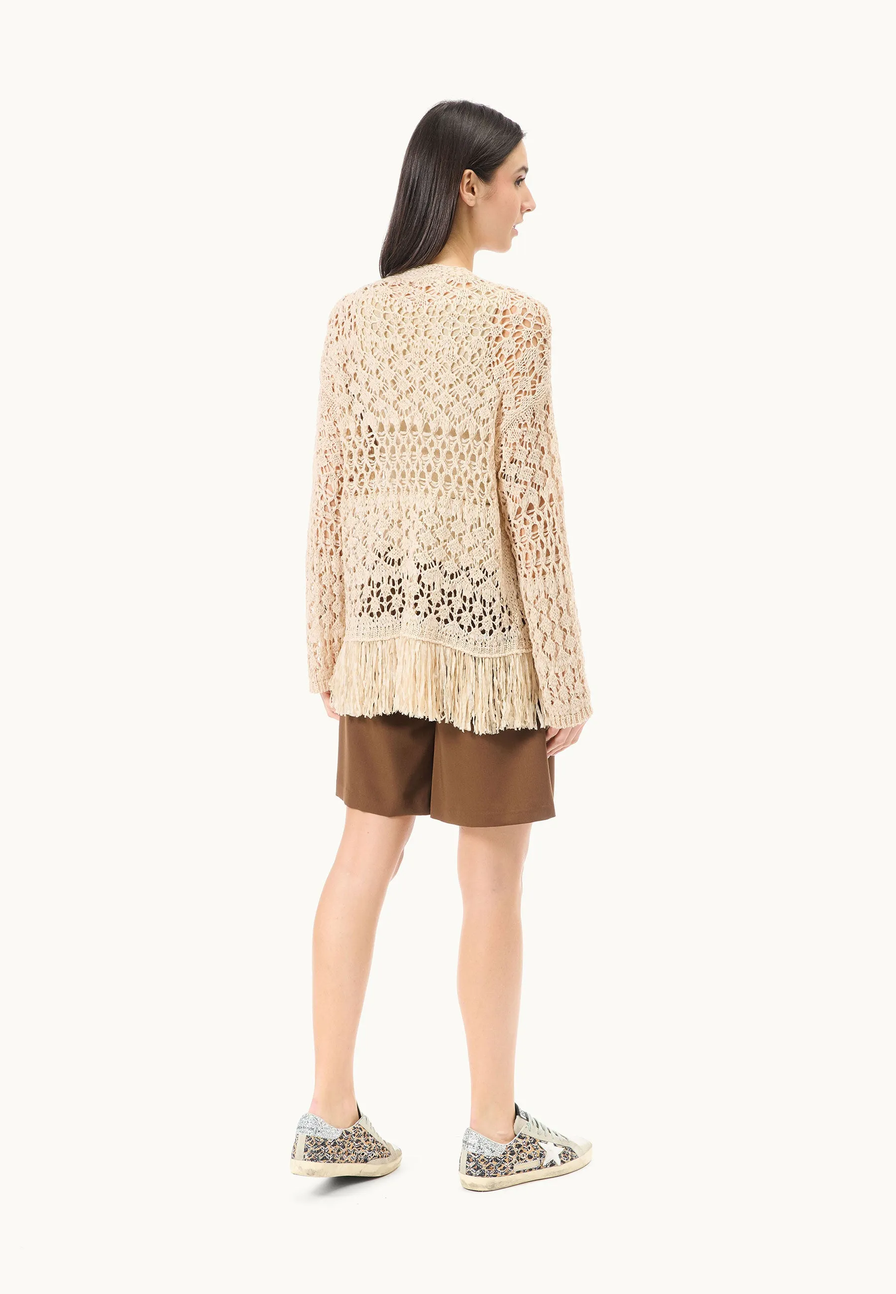 Knitted Cardigan with Fringes