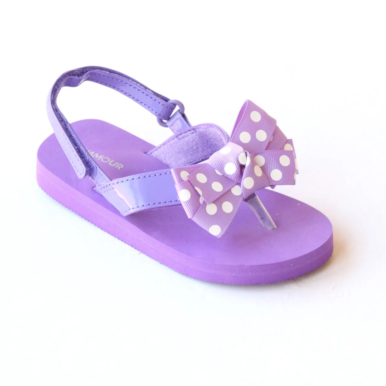 L'Amour Girls Polka Dot Bow Flip Flop Sandals - Discounted Sale