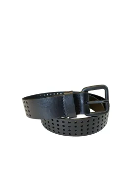 Leather Belt with Grid Cut Pattern